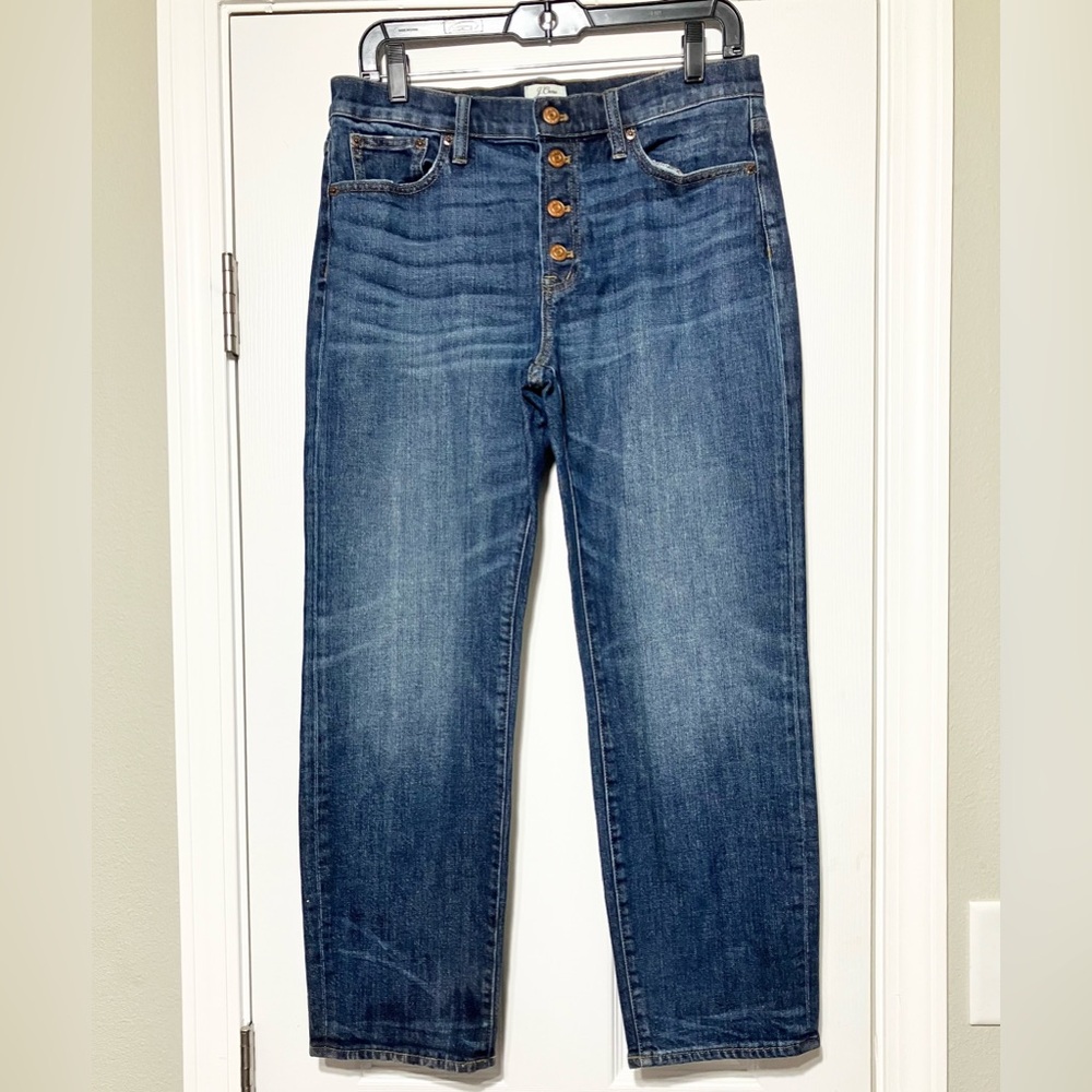 J. Crew Womens Front Buttons Straightaway Blue Jean